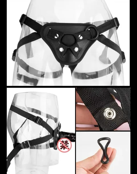 Leather dildo harness detail view