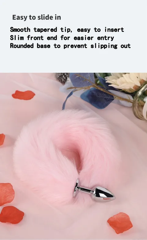 Close-up of the smooth tapered tip of the pink tail anal plug for easy insertion