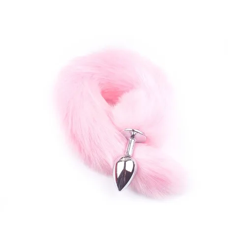Detail view of the rounded base of the pink tail anal plug that prevents slipping