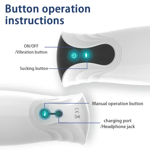 Button operation diagram labelling vibration, sucking and manual controls