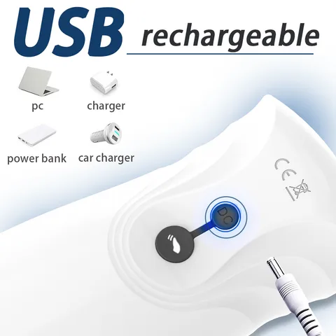 USB rechargeable via PC, charger, power bank or car charger