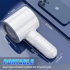 YB518 handheld masturbator dimensions showing total length head diameter and handle width