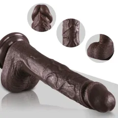 Detailed view of the realistic glans and 3D testicles at the base
