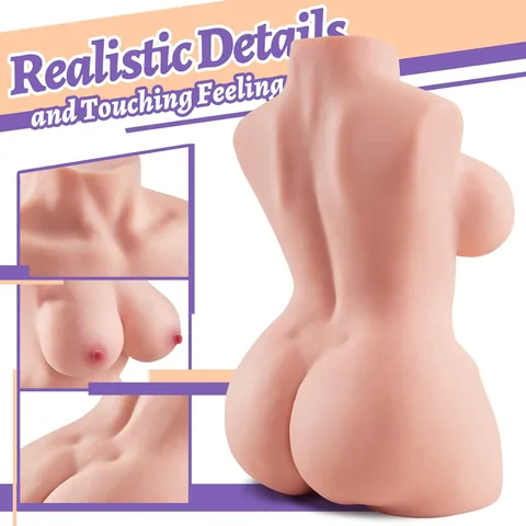 Side profile of the Lingxue TPE half body doll torso showing the hips and curved waist
