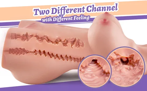 Alternative angle of the Lingxue half body doll highlighting the firm breast shaping