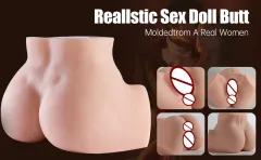 Main product shot of the realistic vibrating hip torso doll with dual channels