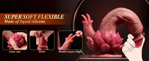 Realistic super-soft flexible liquid silicone thrusting dildo