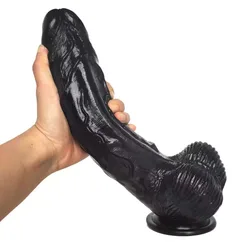 Close-up of the suction cup base and textured shaft on the VIP33 dildo