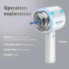 Operation guide showing the single button and 365g weight of the masturbator cup