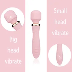 Close-up of the VIP09 wand vibrator showing the heated tail head and silicone surface