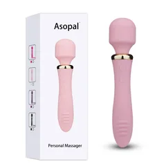 VIP09 dual-head wand vibrator in pink with both vibrating heads facing forward