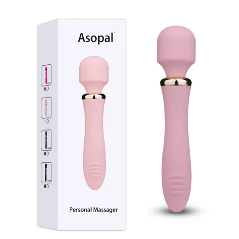 VIP09 dual-head wand vibrator in pink with both vibrating heads facing forward