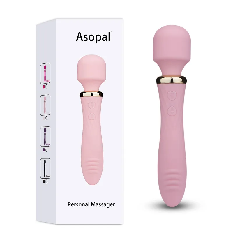 VIP09 dual-head wand vibrator in pink with both vibrating heads facing forward