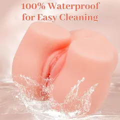 Butt masturbator under running water to show the fully waterproof body
