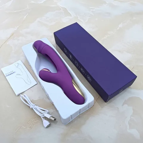 Dual stimulation rabbit vibrator with USB magnetic charging cable and user manual