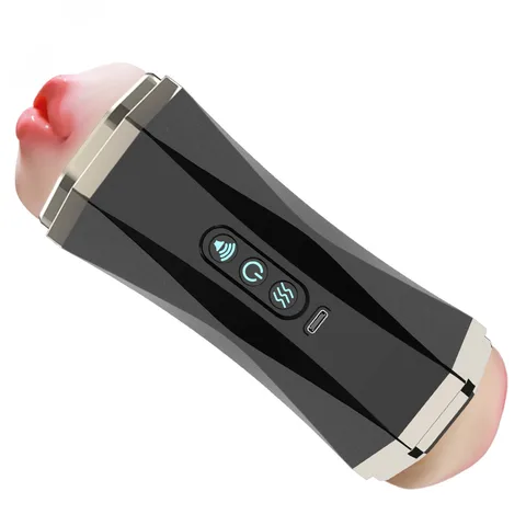 Angled view of the egg masturbator demonstrating the two insertable ends