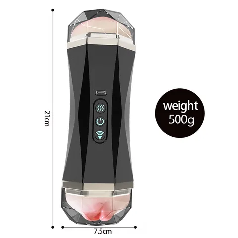 Technical specifications diagram of the dual-ended egg masturbator