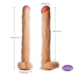 Dimension chart for the dildo showing total length insertable length diameter and weight