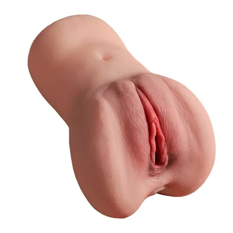 Compact mini torso masturbator held in one hand for hands-free solo play