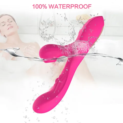 Vibrator shown under running water to show 100 percent waterproof design