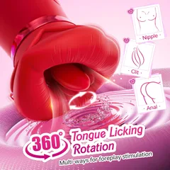 Close-up of the soft liquid silicone mouth on the licking vibrator