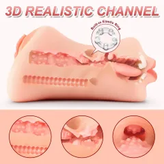 Lifelike mouth opening on a soft TPE dual-ended male masturbator