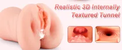 Soft stretchy skin-toned TPE material being stretched by hand