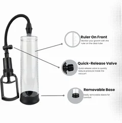 black silicone base sleeve on the pump cylinder that seals against the body for a comfortable fit