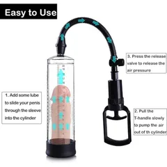 MEN POWERUP color gift box holding the penis pump with three black silicone rings in sizes S/M/L
