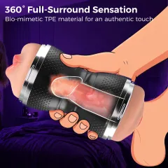 Dual-end masturbator with two naturally textured channels