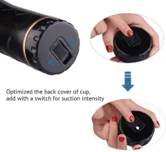 Vacuum suction masturbation cup shown in profile view with compact body