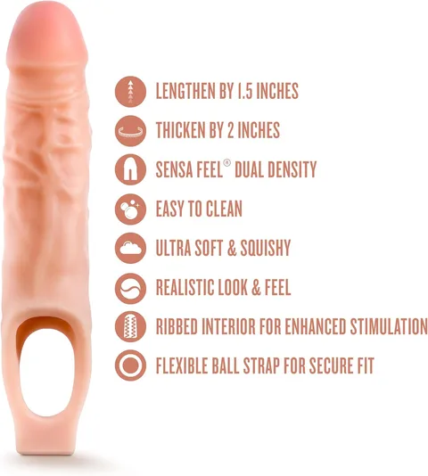 Specification sheet of the penis extender sleeve with insertable length details