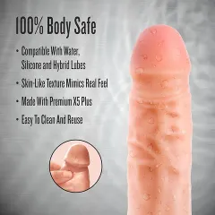 Specification panel showing material and dimensions of the penis extender sleeve