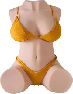 Side view of the realistic male sex doll torso showing the S-shaped waist