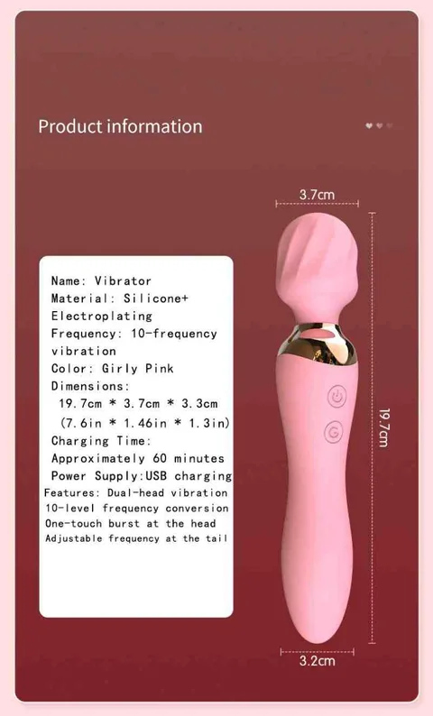 Product panel listing vibration modes heating and charging details