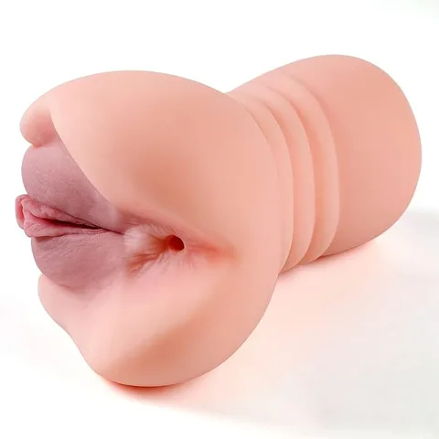 3-in-1 pocket pussy masturbator with realistic triple tunnels
