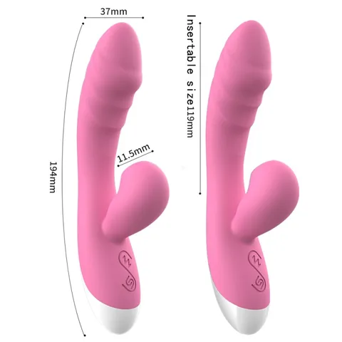 Size diagram of the rabbit vibrator with 19.4cm total length and 3.7cm head diameter