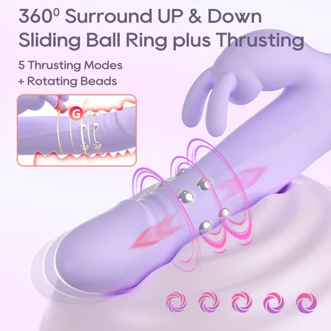 360 Degree Surround Up Down Sliding Ball Ring Plus Thrusting Vibrator