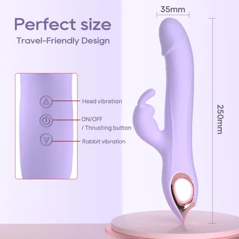 Perfect Size Travel Friendly Design Head Vibration On Off Thrusting Button Rabbit Vibration Remote Control Vibrator