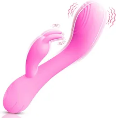 Close-up of curved internal arm and external clitoral stimulator
