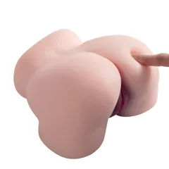 Finger pressing into the cheek to show how the soft TPE gives under touch