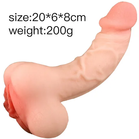 Size specification diagram showing 20cm length and 6cm width of the realistic dildo