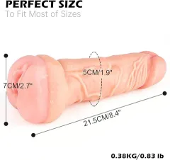 Size reference showing the total length and shaft diameter of the dildo