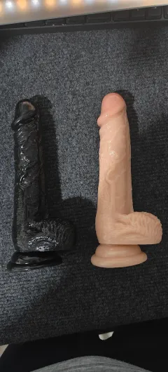 Veined shaft texture of the platinum cured silicone dildo shown in close up