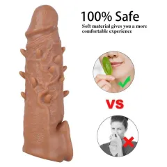 Super-soft stretchy silicone of the penis sleeve shown flexing