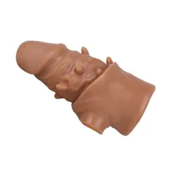 Soft stretchy silicone of the penis sleeve bending to show flexibility