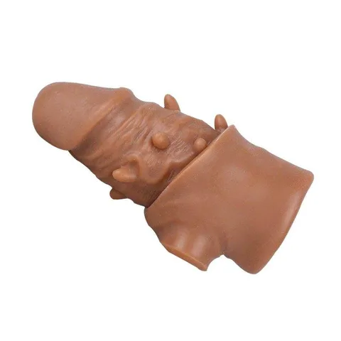 Soft stretchy silicone of the penis sleeve bending to show flexibility