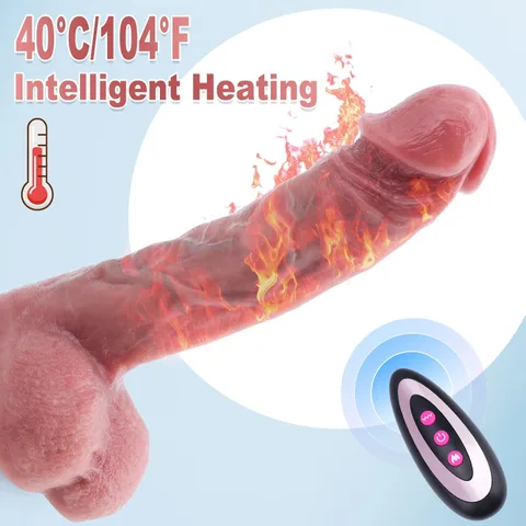 Realistic dildo warming function heating shaft to 42C for natural body-warm feel