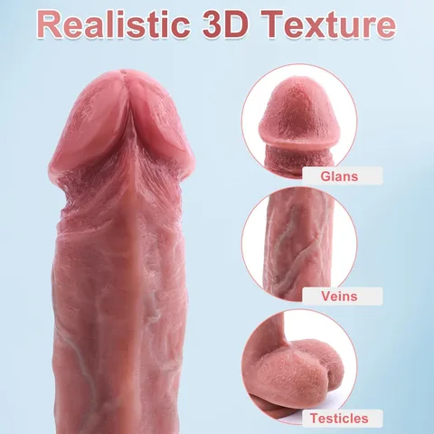 Textured realistic dildo shaft with lifelike ridges and soft silicone surface