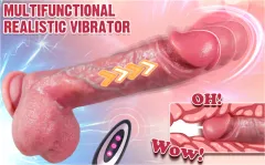 Realistic dildo generating powerful vibration across its platinum cured silicone shaft